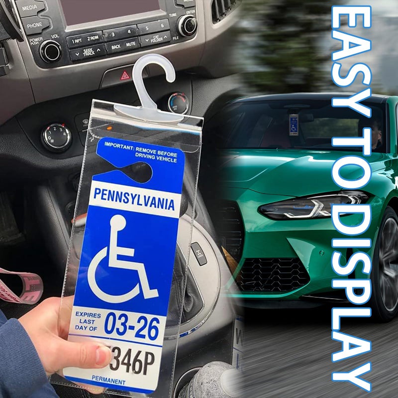 Dickno Handicap Placard Holder, 11.6"" x 5"" Ultra Transparent Disabled Parking Permit Placard Protector with Plastic Large Hanger, Automotive Disabled Placard Protective Cover - Image 4
